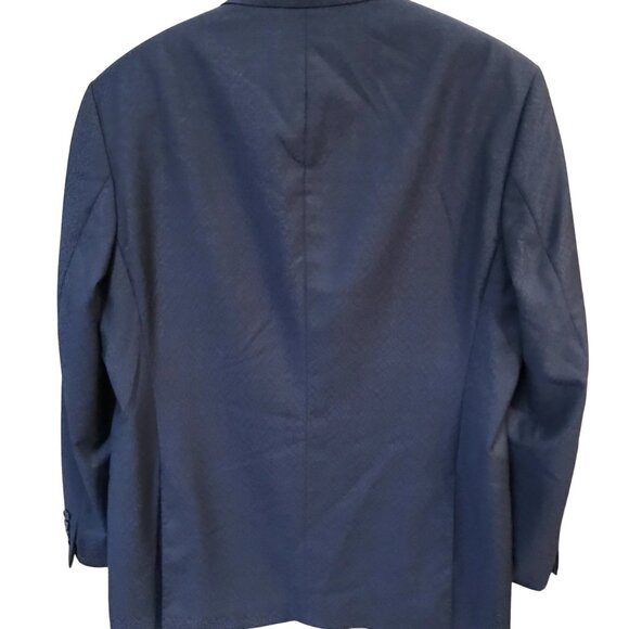 Emilio Guido Navy Paisley Wool Blazer: Vintage 90s Lightweight Sport Coat, 42 - Picture 2 of 9